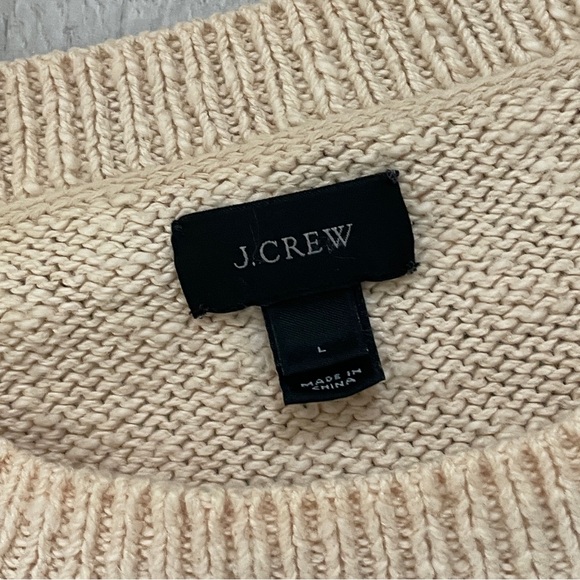 J. Crew 100% cotton Textured Crewneck Sweater Cream (large) minimalist comfy - Picture 2 of 6